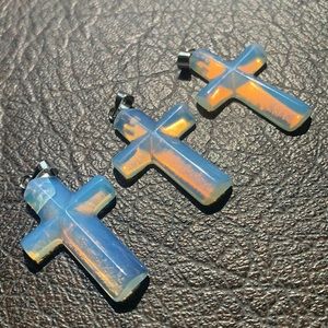 3 NEW Cross Pendants for Necklaces Opaline Opalite